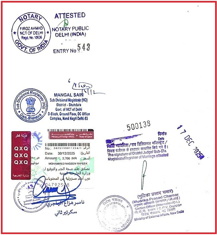 Qatar Embassy Attestation Chennai